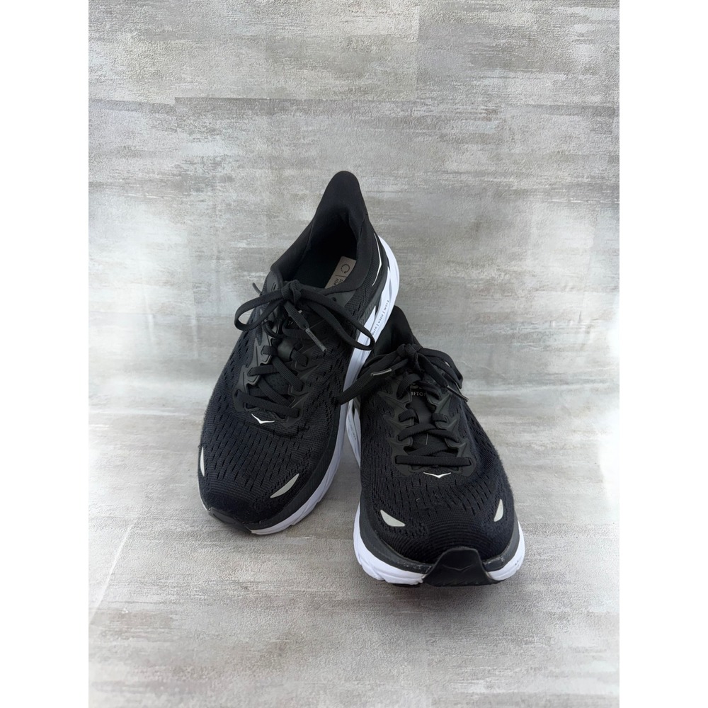 Hoka Clifton 8 Wide Women Sz 7D Black White Running Shoes 1121375 BWHT